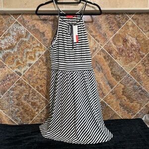 NWT Women’s Elle Knit Black and White Striped Halter Dress Size Medium